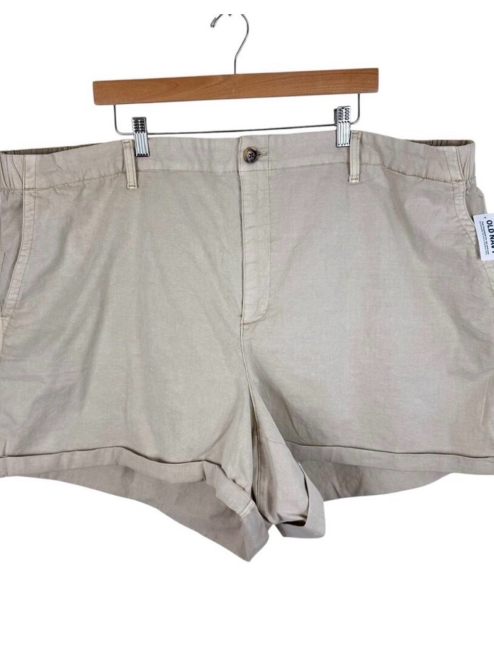 Old Navy NWT Everyday Cotton Tan Cream Cuffed Elastic Waistband Chino‎ Shorts 4X
